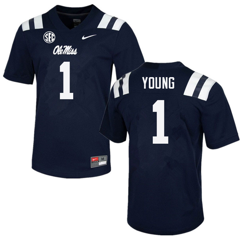 Isheem Young Ole Miss Rebels NCAA Men's Navy #1 Stitched Limited College Football Jersey LWI3058YH
